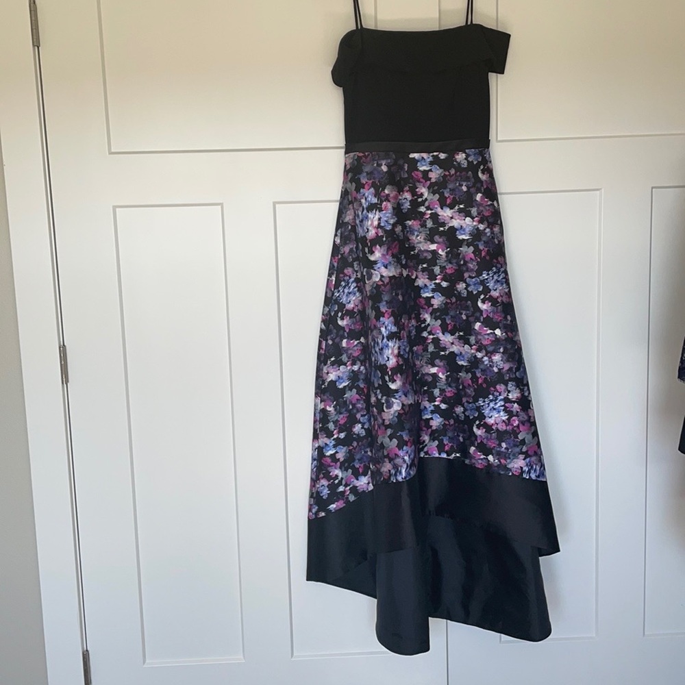 Cold Shoulder Mikado High/Low Hem Gown - Picture 6 of 6